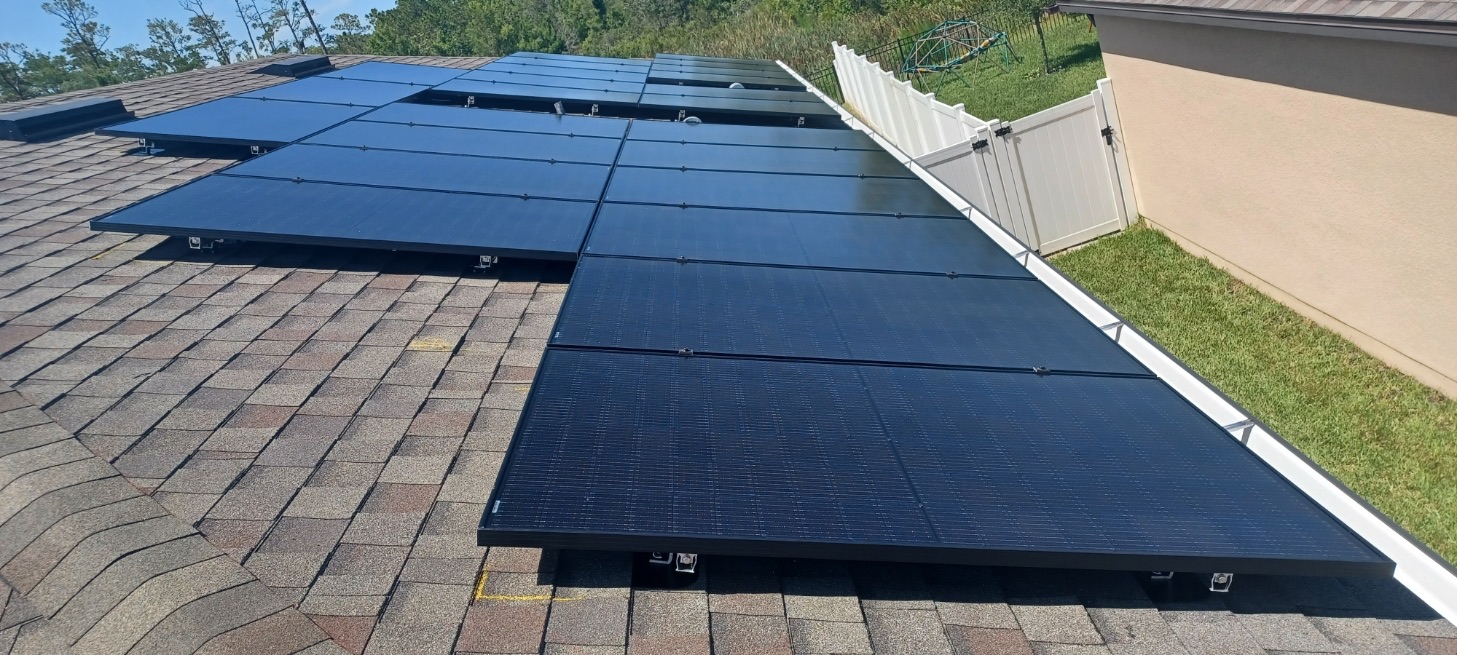 Roof-mounted solar panels installed by Sunstorm Energy in Orlando Florida